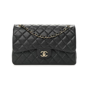 Pre-Owned CHANEL Black Caviar Leather Jumbo Shoulder Bag
